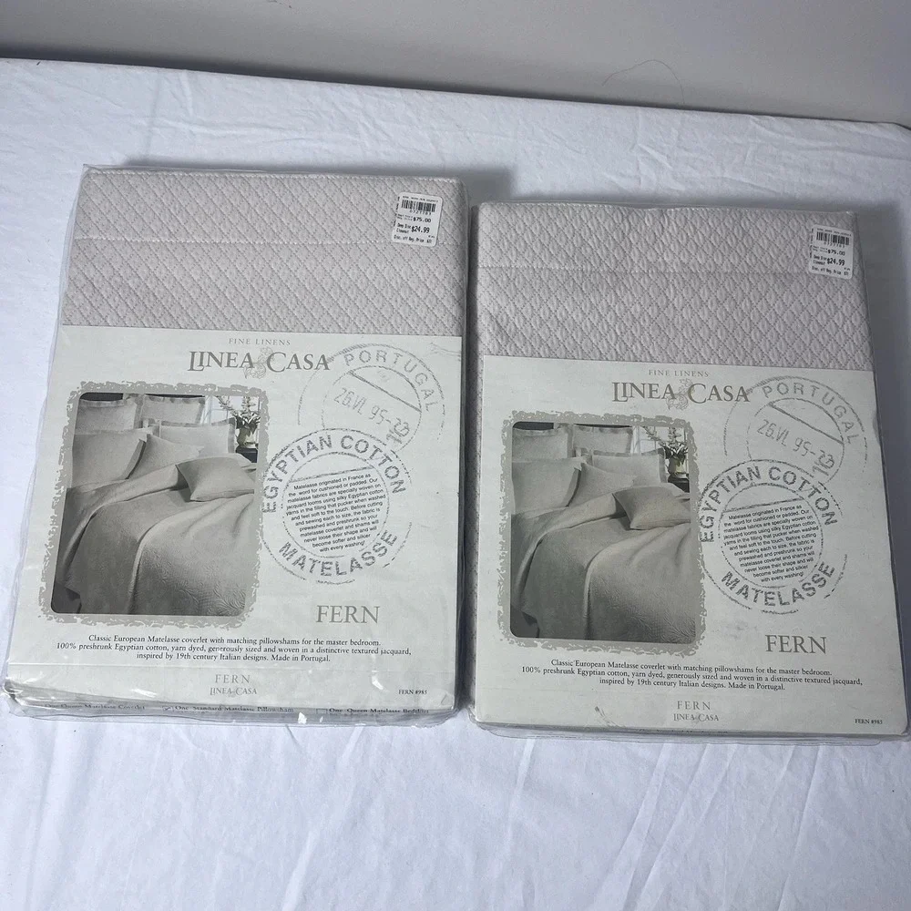 Linea Casa Fern Egyptian Cotton Matelasse Pillow Shams Set of 2 - 21x26 Portugal